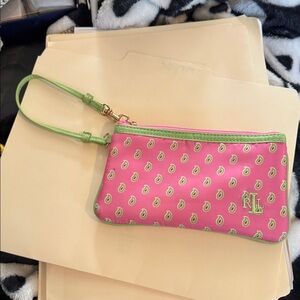 Lauren Ralph Lauren Pink and Green Pouch